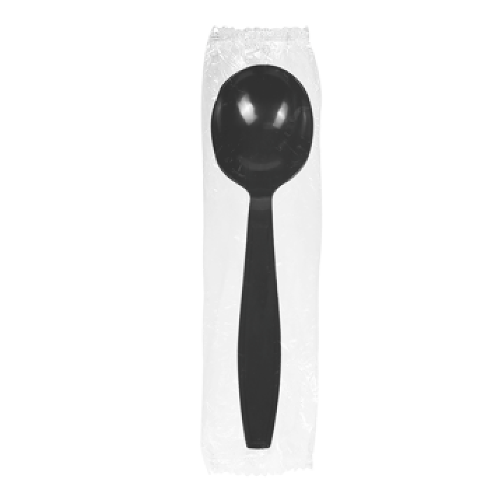 CUTLERY SOUP SPOON BLACK WRAPPED HEAVY WEIGHT muestra-LO-U3522B